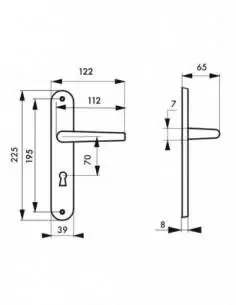 Poignée de porte Laura trou de clé, l 2