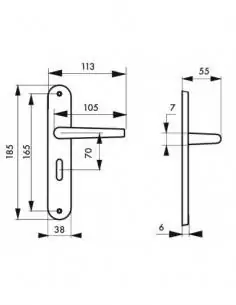 Poignée de porte Leto à condamnation argent 2