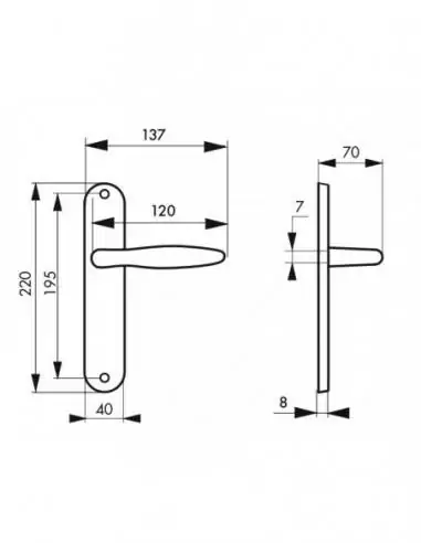 Poignée de porte Thalia sans trou bdc Poignée de porte Thalia sans trou bdc