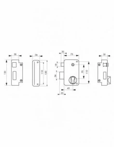 Boîtier à cylindre profilé 75x130 mm gauche 2