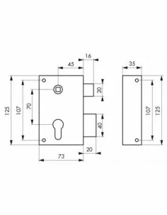 Boîtier à cylindre profilé 73 x 125 mm droite 2