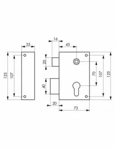 Boîtier à cylindre profilé 73 x 125 mm gauche 2