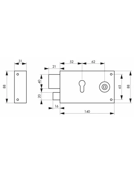 Boîtier cp 140 x 88 mm gauche