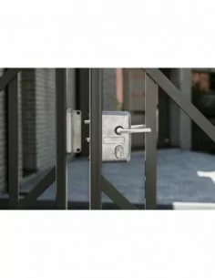 Boîtier serrure avec coffre pour portail - réversible - finition alu 2
