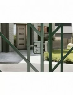 Boîtier serrure avec coffre pour portail - réversible - finition vert 6005 2