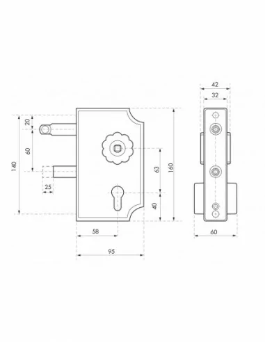 Boîtier serrure rustique noir pour portail Boîtier serrure rustique noir pour portail