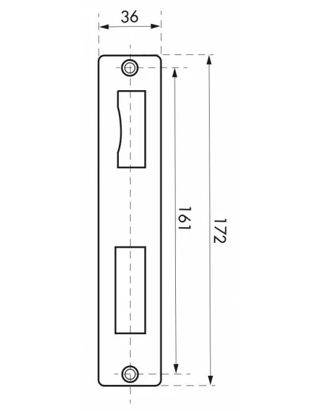 Platine de gâche 40x172mm double empennage