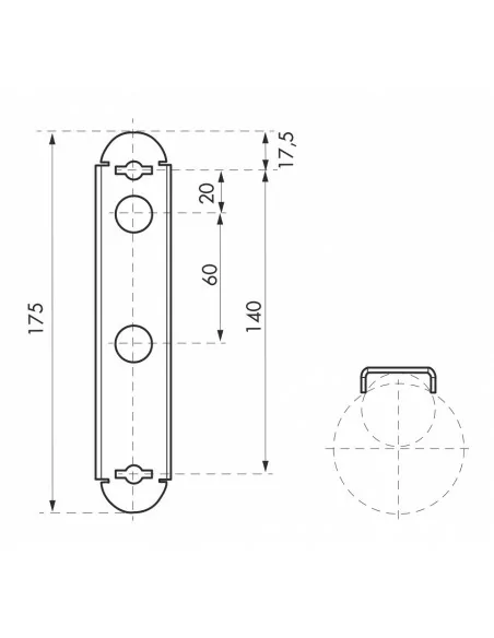 Support aluminium pour tube rond de diamètre 34 à 60mm