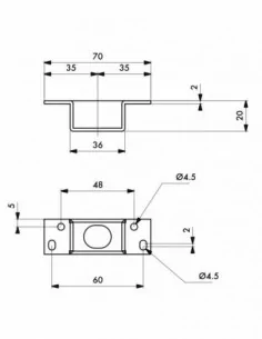 Gâche haute pour serrure en poussant, argent 2