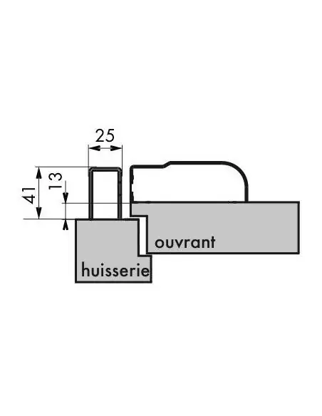 Gâche rasée serr réversible pour porte à recouvrement hauteur 2250 mm maxi, marron