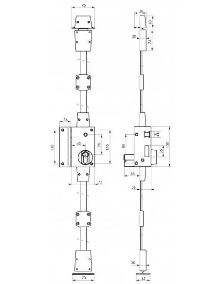 Boîtier de verti cp blanche à fouillot 75 x 130 mm gauche