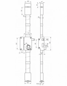 Boîtier de serrure beluga cp marron à tirage 75 x 130 mm gauche 2