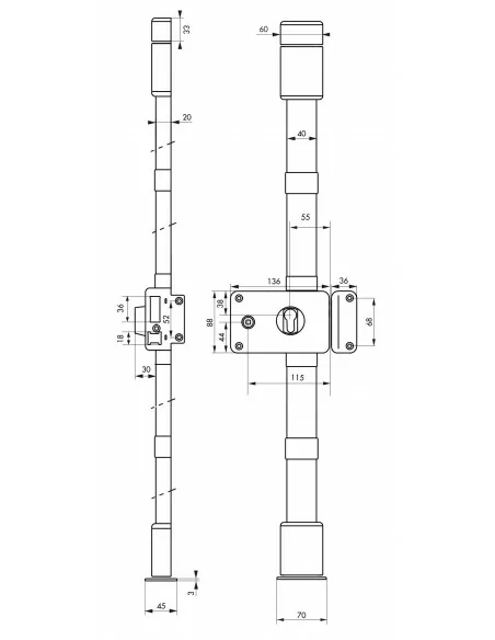 Boîtier de serrure horga blanc à fouillot 140 x 88 mm droite