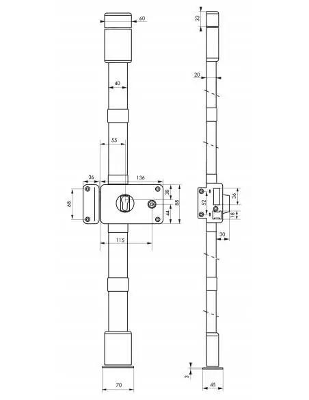 Boîtier de serrure horga marron à fouillot 140 x 88 mm gauche