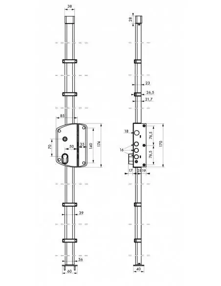 Boîtier de serrure melissa blanche à fouillot 85 x 174 mm droite