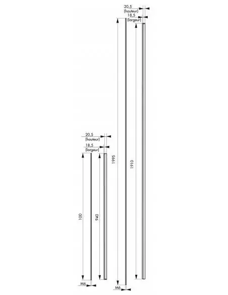Kit rallonge haut - bas laqué gris pour porte hauteur 3,00 m maxi
