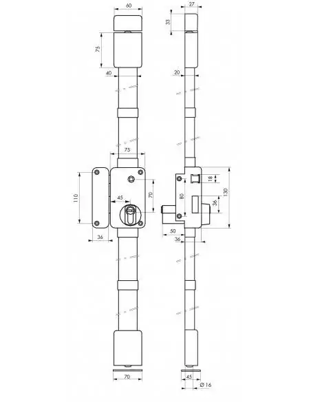 Serrure multipoint à appliquer beluga blanche cp transit 2 à fouillot 75 x 130 mm gauche 4 clés