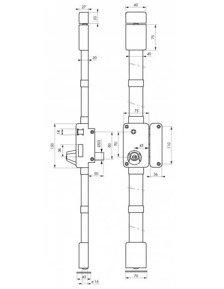 Serrure multipoint à appliquer beluga blanche cr hg5 à fouillot 75 x 130 droite 4 clés