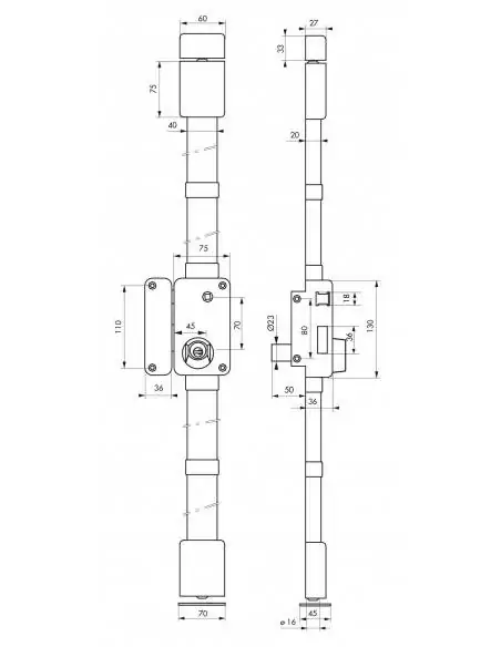 Serrure multipoint à appliquer beluga blanche cr transit 2 à fouillot 75 x 130 gauche 4 clés