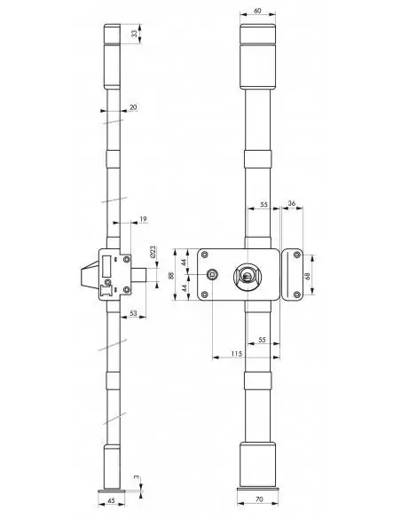 Serrure multipoint à appliquer horga blanche cr hg5 à fouillot 140 x 88 mm droite 4 clés