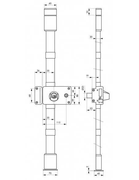 Serrure multipoint à appliquer horga blanche cr hg5 à fouillot 140 x 88 mm gauche 4 clés