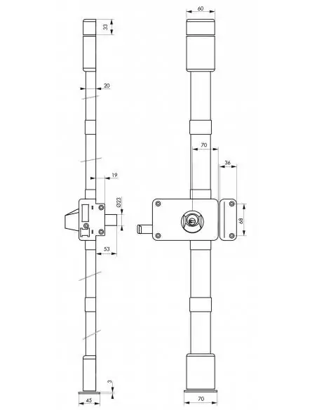 Serrure multipoint à appliquer horga blanche cr hg5 à tirage 140 x 88 mm droite 4 clés