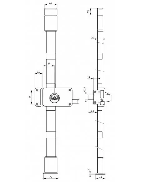 Serrure multipoint à appliquer horga blanche cr hg5 à tirage 140 x 88 mm gauche 4 clés