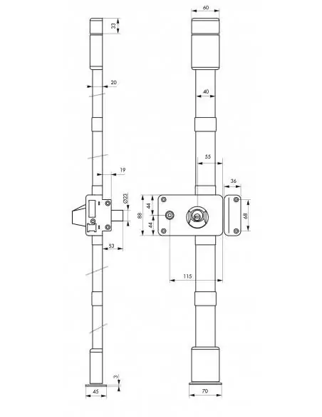 Serrure multipoint à appliquer horga blanche cr transit 2 à fouillot 140 x 88 mm droite 4 clés