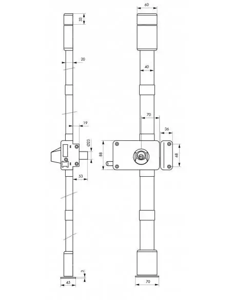 Serrure multipoint à appliquer horga blanche cr transit 2 à tirage 140 x 88 mm droite 4 clés