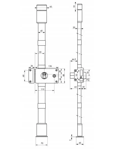 Serrure multipoint à appliquer horga marron cp transit 2 à fouillot 88 x 140 mm gauche 4 clés pour porte de 45 mm maxi