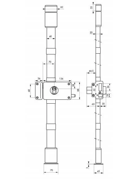 Serrure multipoint à appliquer horga marron cp transit 2 à tirage 88 x 140 mm gauche 4 clés pour porte de 45 mm maxi