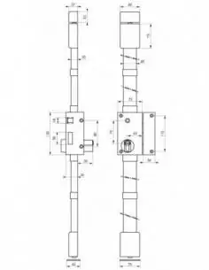 Serrure multipoint à appliquer targa bronze cp transit 2 à fouillot 75 x 130 mm droite 4 clés 2