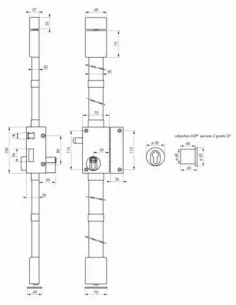 Serrure multipoint à appliquer targa bronze cp transit 2 à tirage 75 x 130 mm droite 4 clés 2