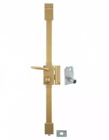 Serrure multipoint à appliquer verti bronze cr Ø 23 à transit 2 à fouillot 75 x 130 droite 4 clés