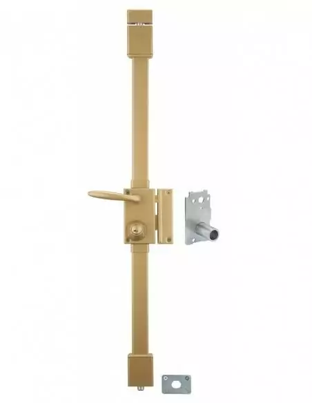 Serrure multipoint à appliquer verti bronze cr Ø 23 à transit 2 à fouillot 75 x 130 droite 4 clés