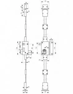 Serrure verti bronze cp à tirage 75 x 130 mm droite 4 clés 2
