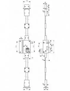 Serrure verti bronze cp à tirage 75 x 130 mm gauche 4 clés 2
