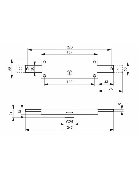 Serrure de surete à cylindreØ 25 mm pour rideau métallique