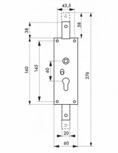 Boîtier vertical à cylindre profilé carré 7 mm 2 points haut et bas 2