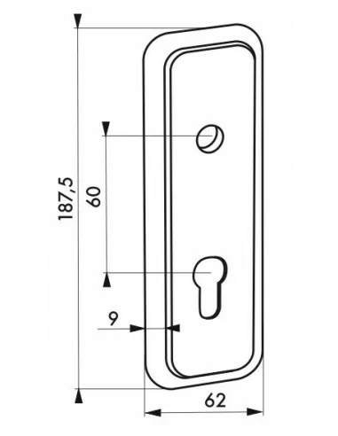 Plaque de propreté 186 x 62 mm e60 mm pour réf. 096564 / 096566 Plaque de propreté 186 x 62 mm e60 mm pour réf. 096564 / 096566