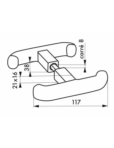 Poignee double carré 8 mm pour réf. 096562