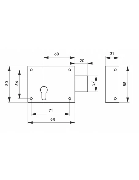 Boîtier cp 95 x 80 mm galvanisé sans gâche