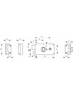 Boîtier à cylindre prof. 140 x 88 mm axe 60 gauche 2