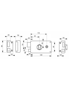 Boîtier à fouillot 140 x 88 mm gauche "poussant" 2