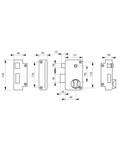 Boîtier à fouillot 75 x 130 mm gauche «poussant» 2