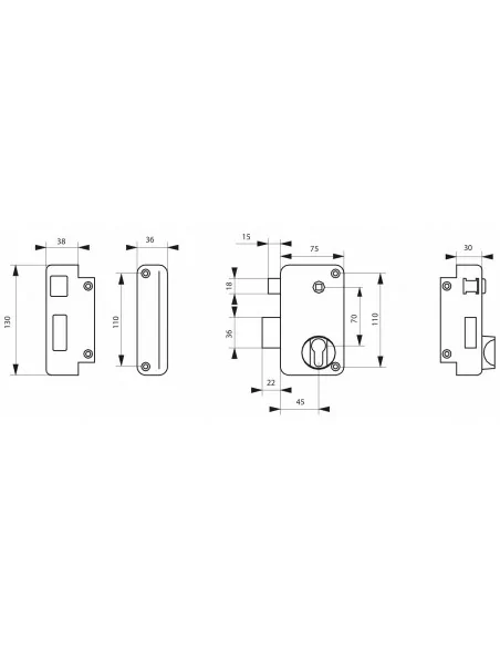 Boîtier à fouillot 75 x 130 mm gauche