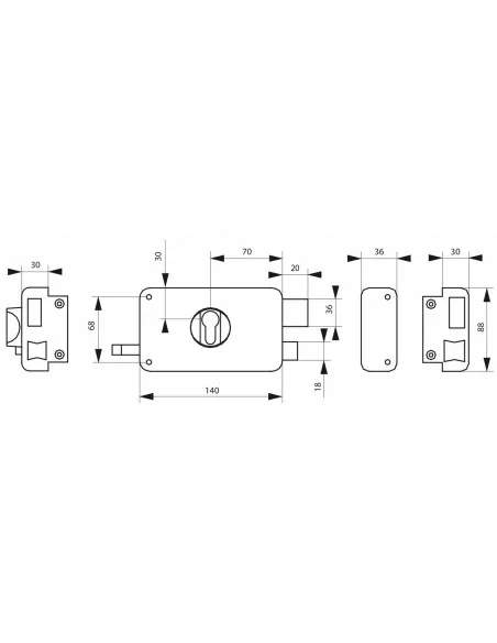 Boîtier à tirage 140 x 88 mm droite