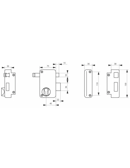 Boîtier à tirage 75 x 130 mm droite