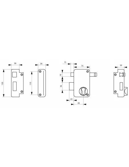 Boîtier à tirage 75 x 130 mm gauche