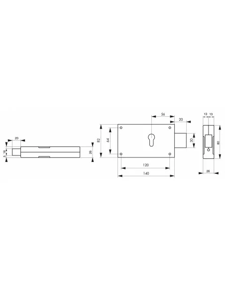 Boîtier cp 140 x 80 mm sans gâche